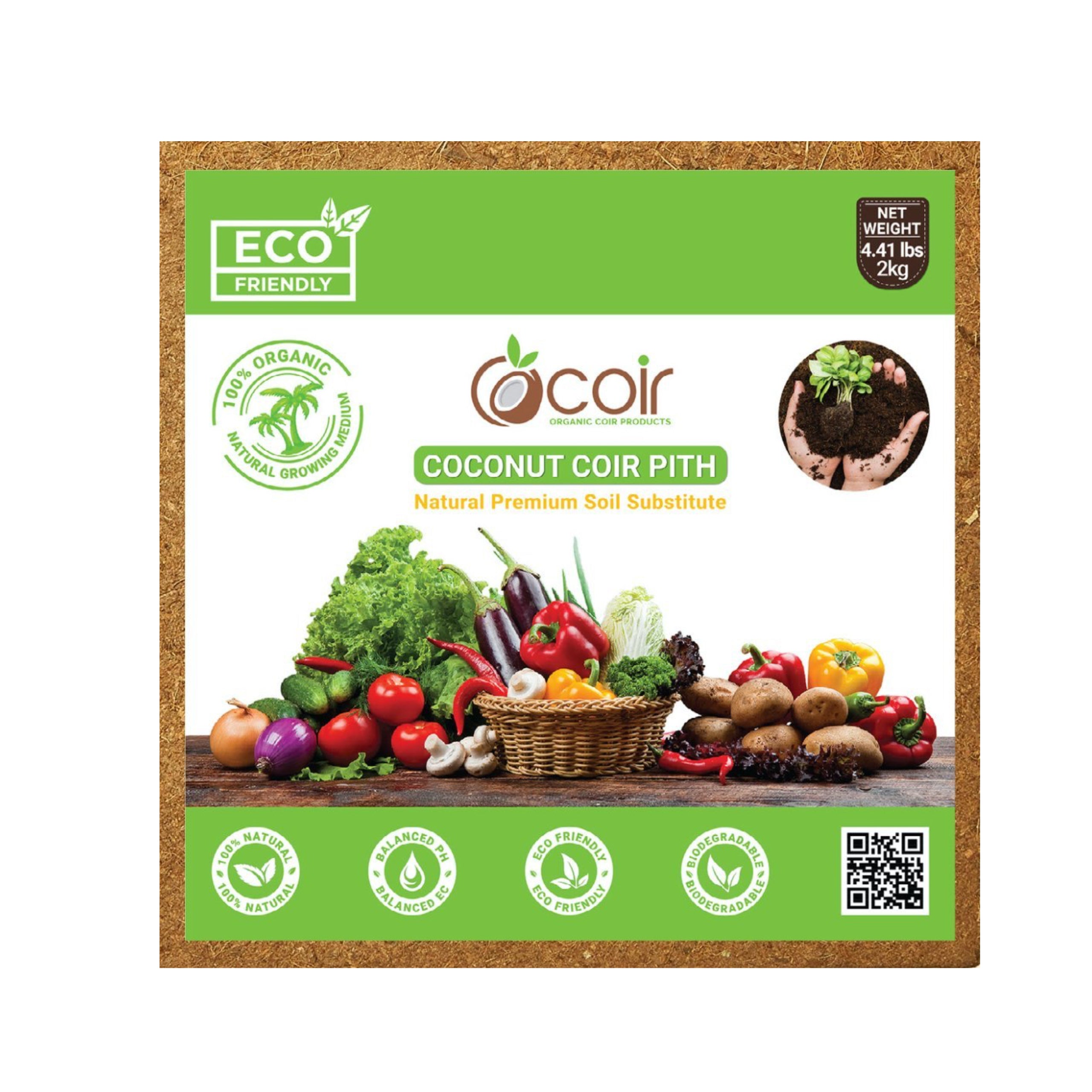 Coco Coir Brick | 4.41 lbs (2kg) Coco Fiber Block | Compressed Growing Medium | Perfect As Hydroponics Garden Soil | 100% Organic