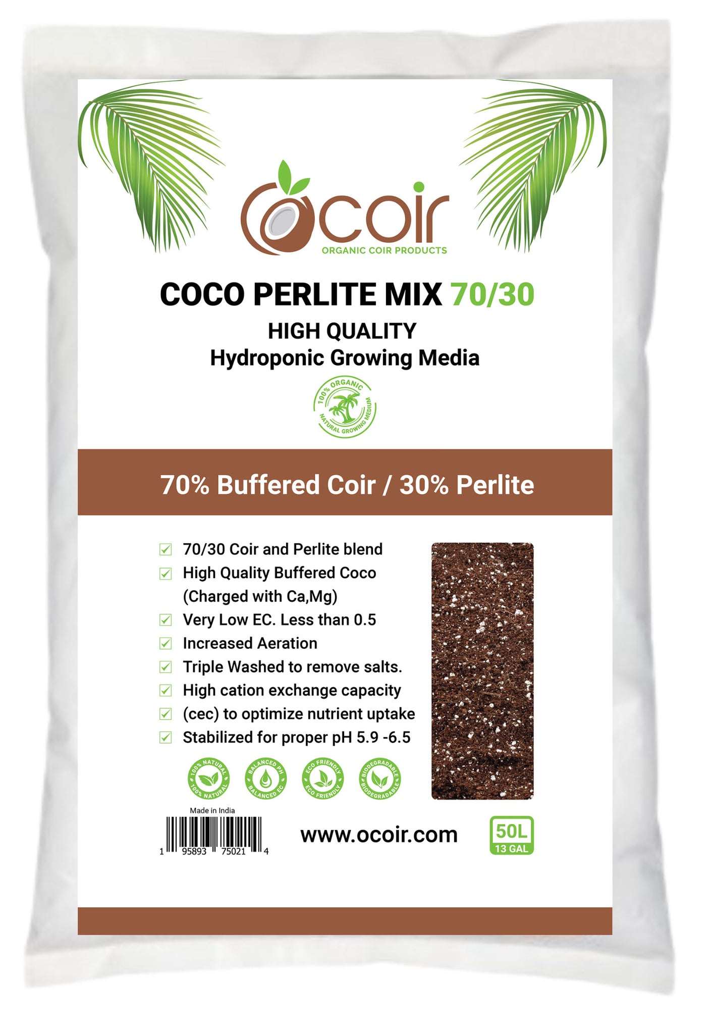 blyant tæppe Vej Coco perlite mix 70/30 (50 ltr bag)