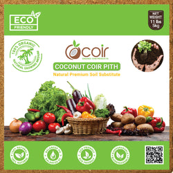 Premium Coco Coir Brick 11 LBS (5KG) Coconut Fiber Block | Compressed Growing Medium | Perfect As Hydroponics Garden Soil | 100% Organic, Eco-Friendly & Biodegradable