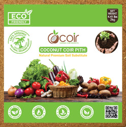 Coco Coir Brick | 4.41 lbs (2kg) Coco Fiber Block | Compressed Growing Medium | Perfect As Hydroponics Garden Soil | 100% Organic